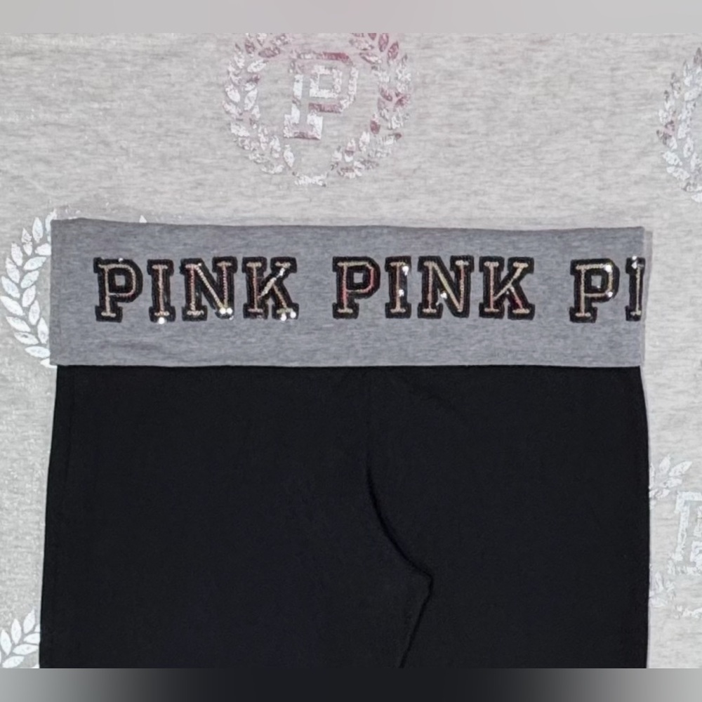 VS PINK VINTAGE BLING FOLDOVER FLARE YOGA PANTS NWOT LARGE